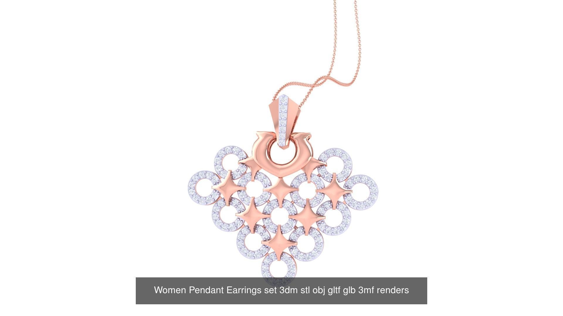 40 Women Pendant Earrings set 3dm stl obj gltf glb 3D Model Collection_31