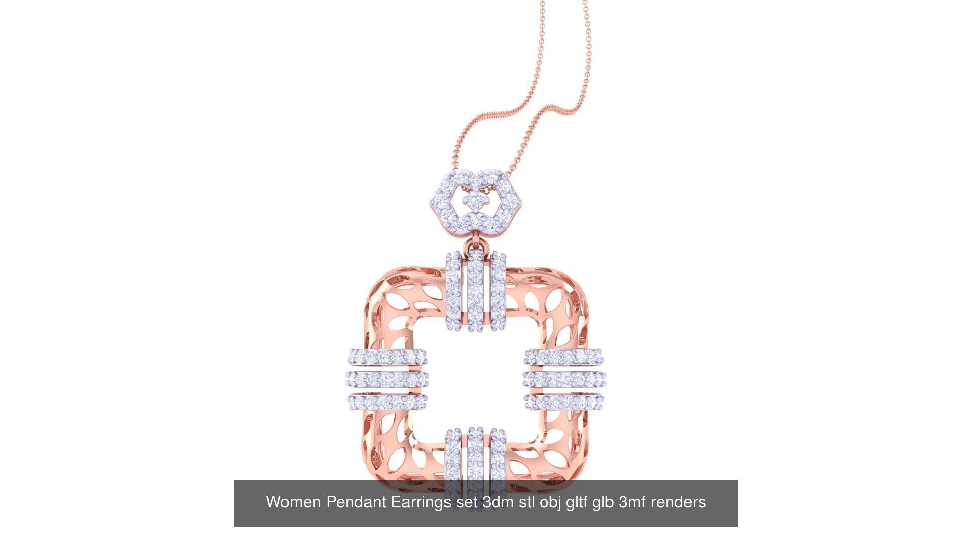 40 Women Pendant Earrings set 3dm stl obj gltf glb 3D Model Collection_29