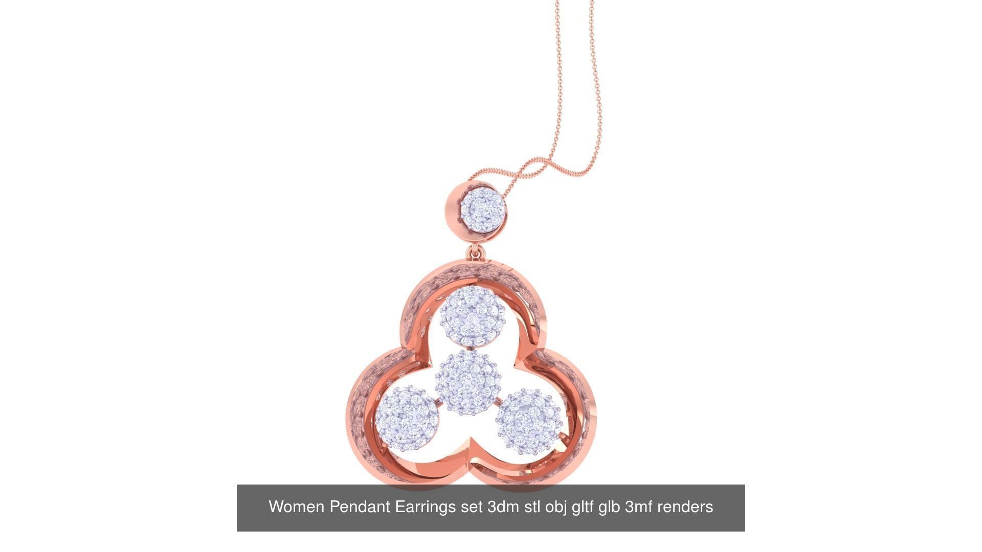 40 Women Pendant Earrings set 3dm stl obj gltf glb 3D Model Collection_24