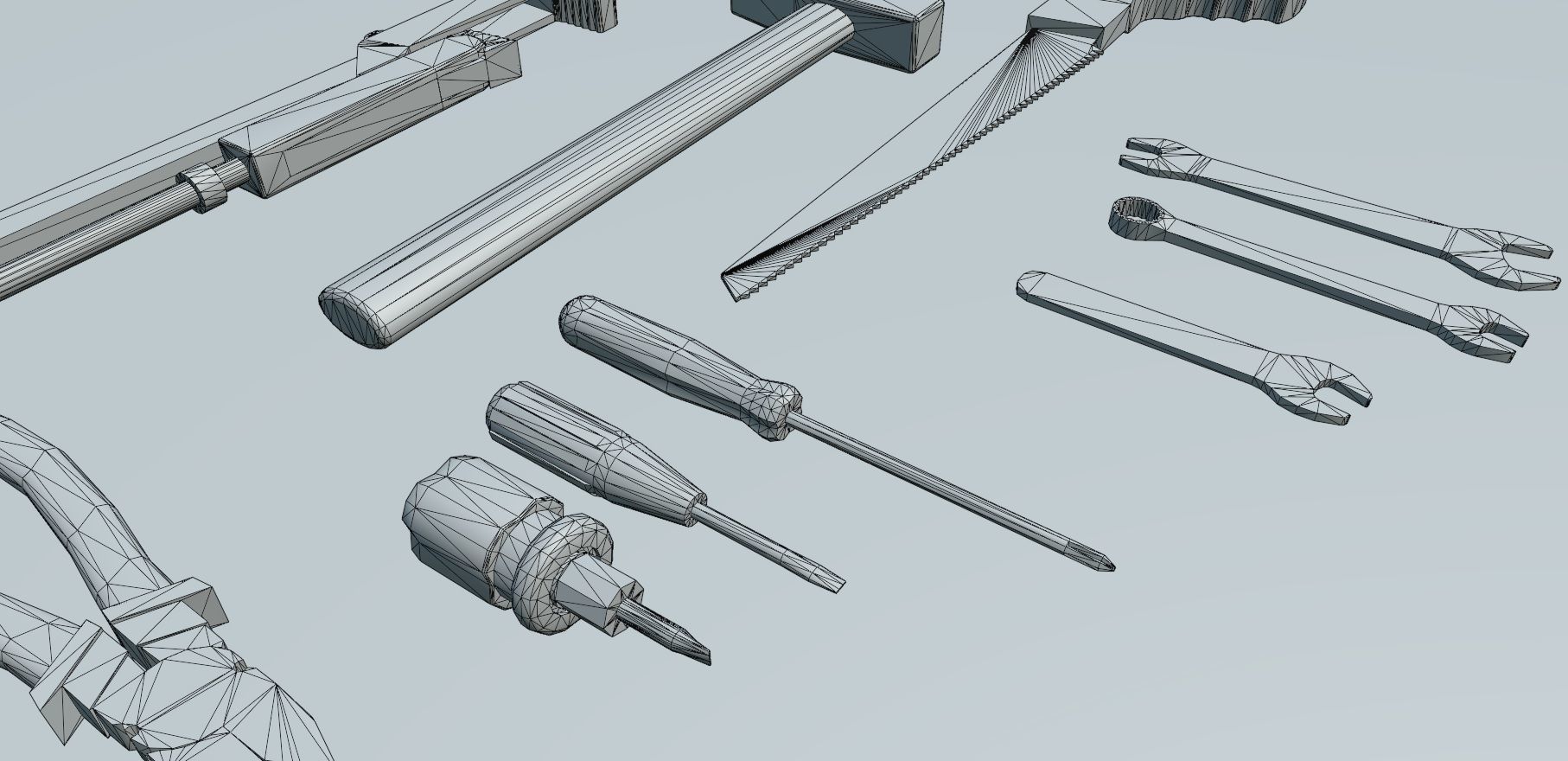 Set of tools PBR Low Poly Free low-poly 3D model_14