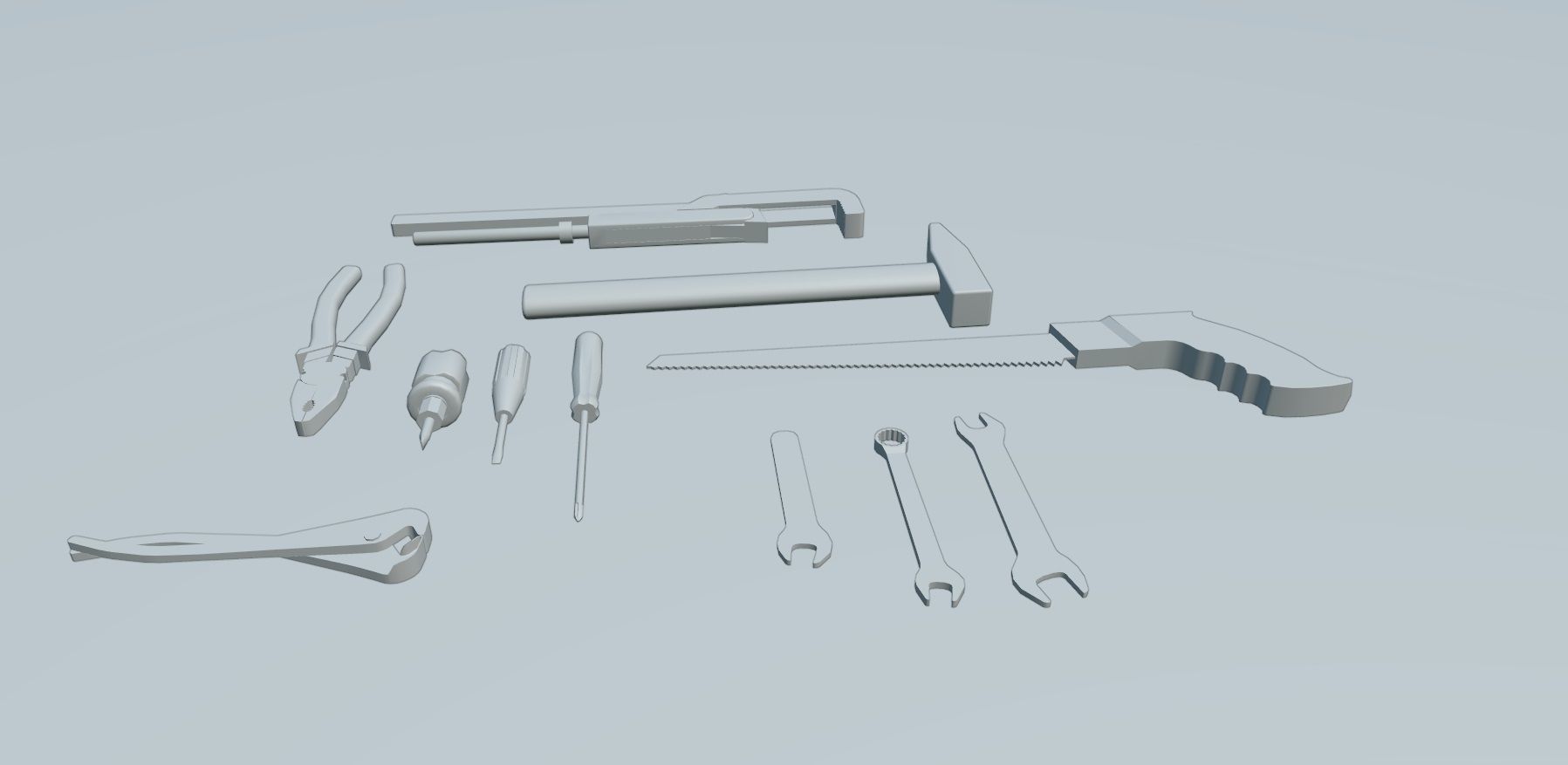 Set of tools PBR Low Poly Free low-poly 3D model_16