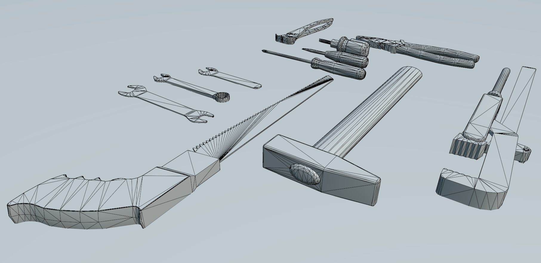 Set of tools PBR Low Poly Free low-poly 3D model_15