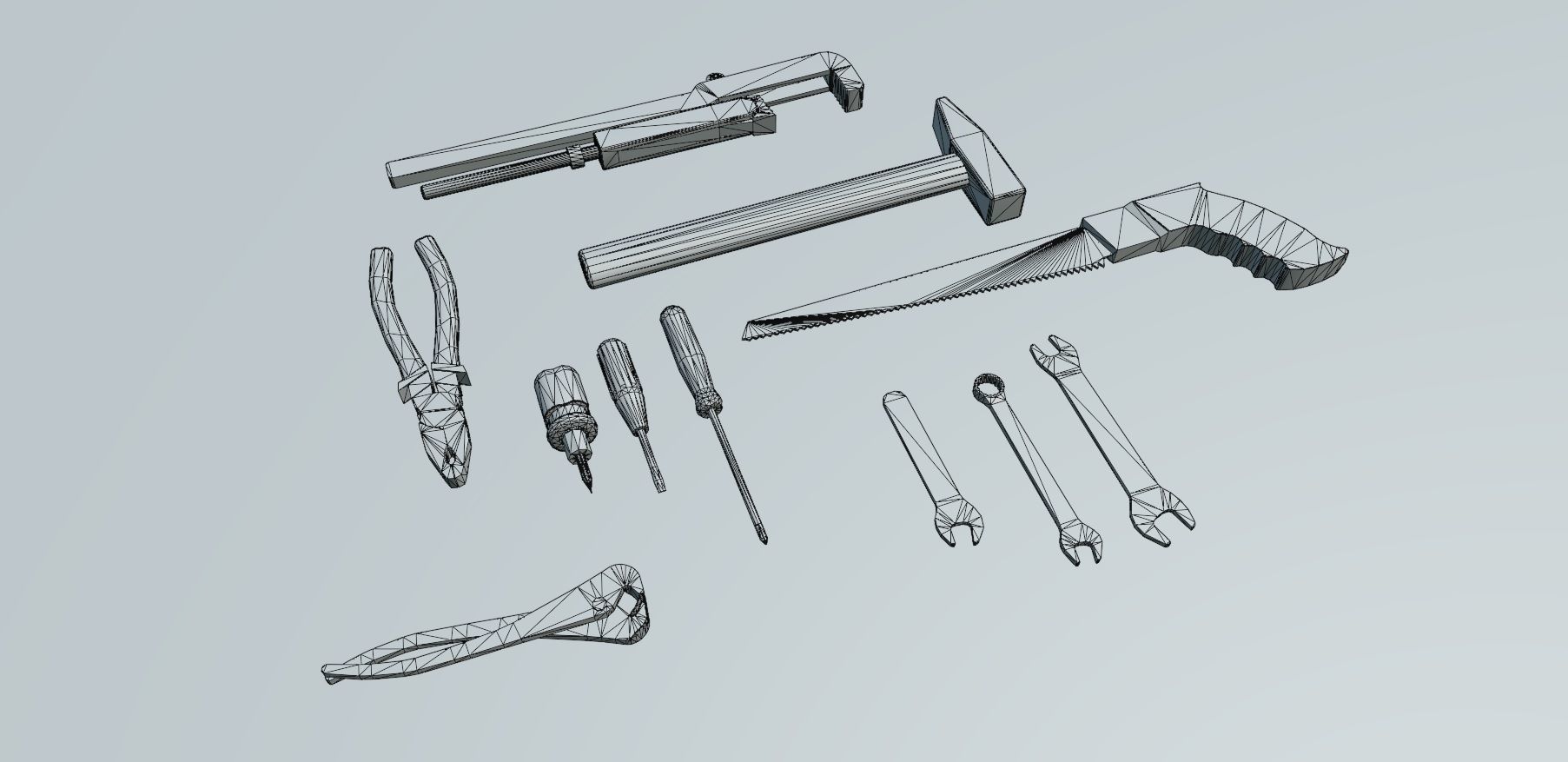 Set of tools PBR Low Poly Free low-poly 3D model_13