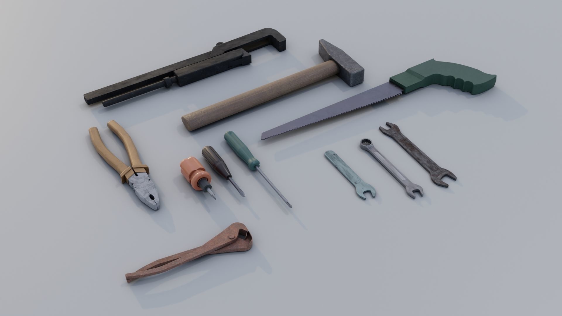 Set of tools PBR Low Poly Free low-poly 3D model_5
