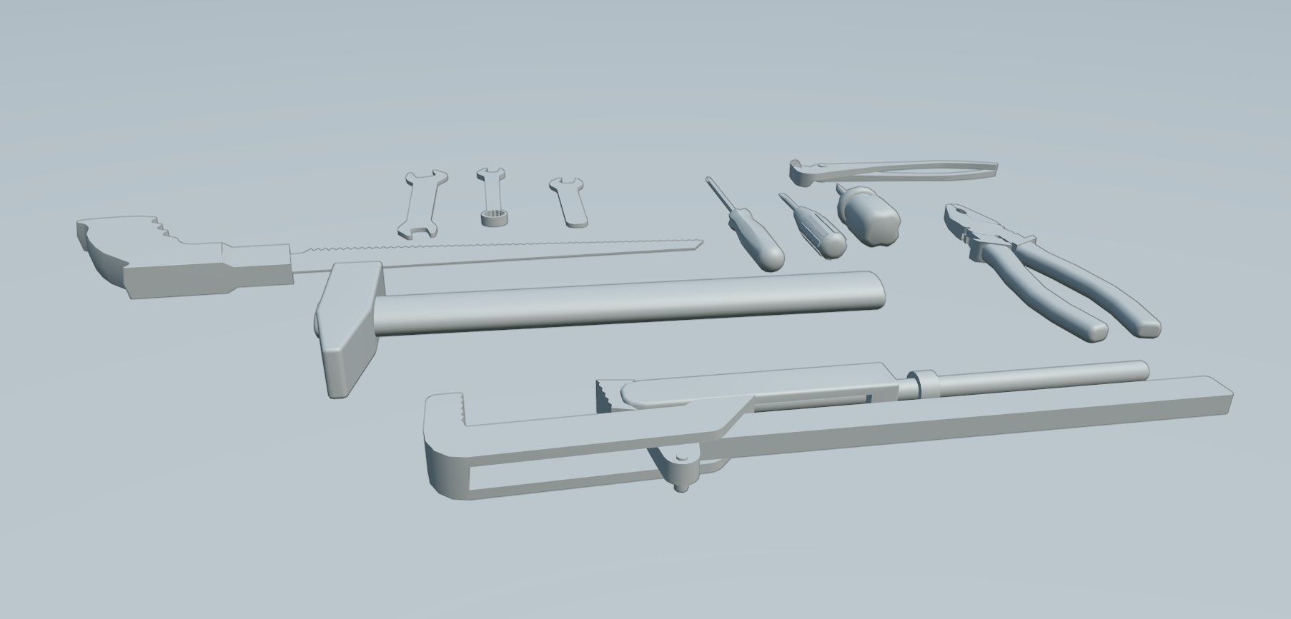 Set of tools PBR Low Poly Free low-poly 3D model_17