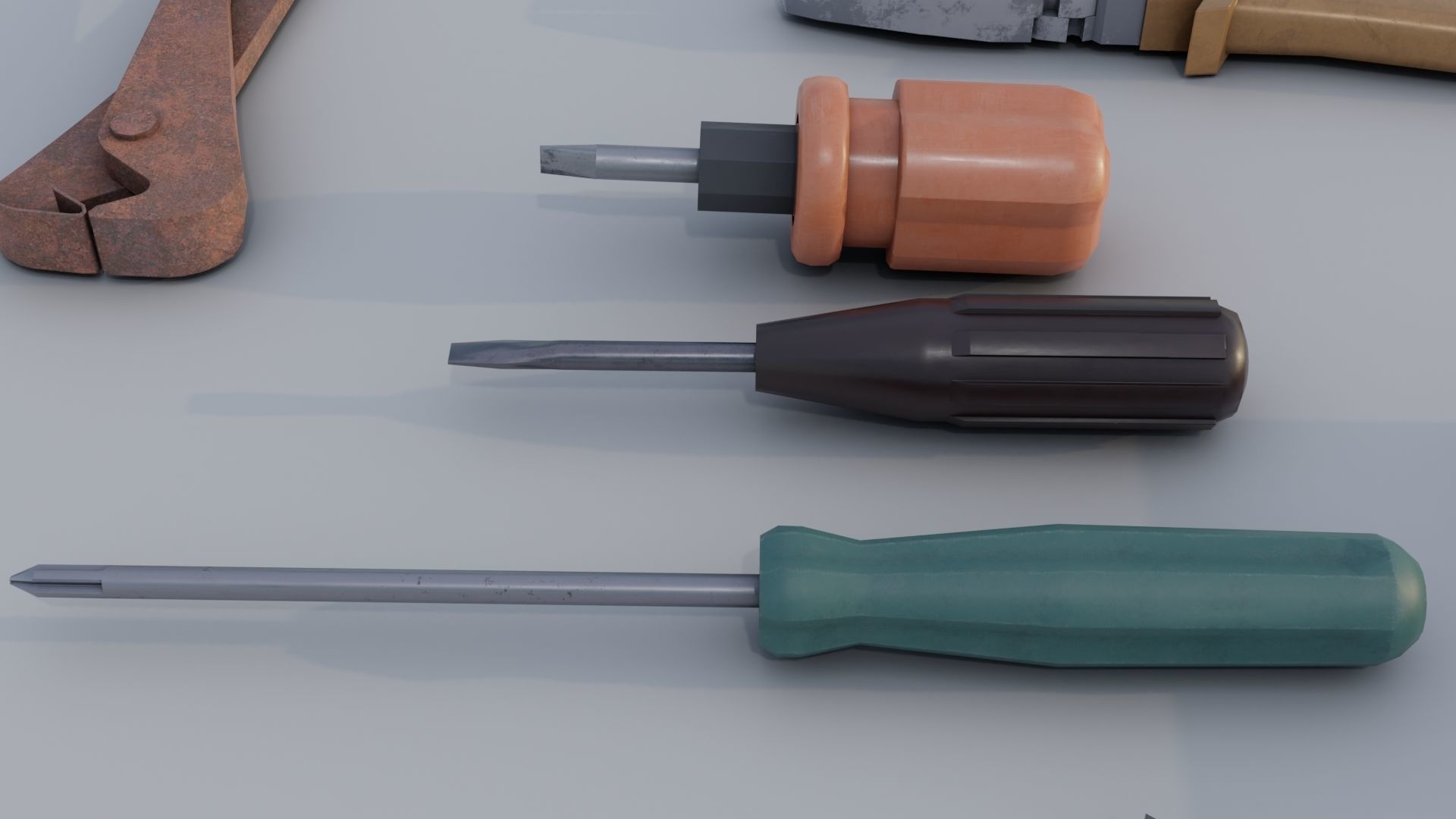 Set of tools PBR Low Poly Free low-poly 3D model_12