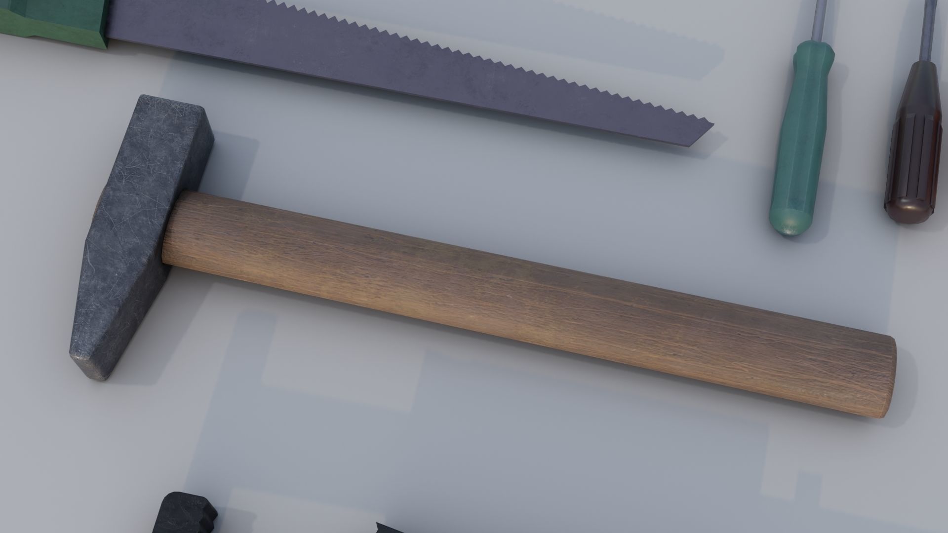 Set of tools PBR Low Poly Free low-poly 3D model_1