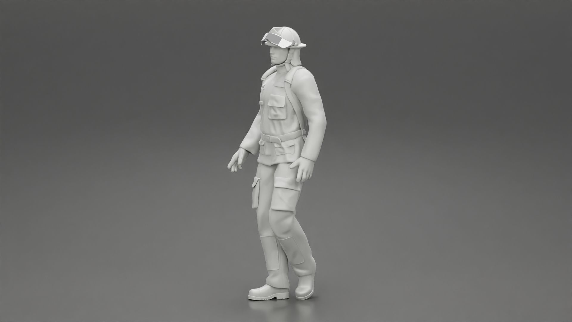 Firefighter walking 3D print model_6