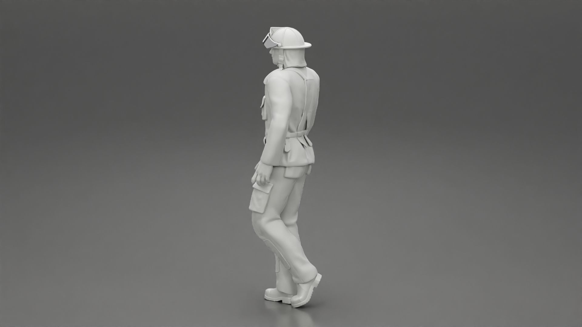 Firefighter walking 3D print model_11