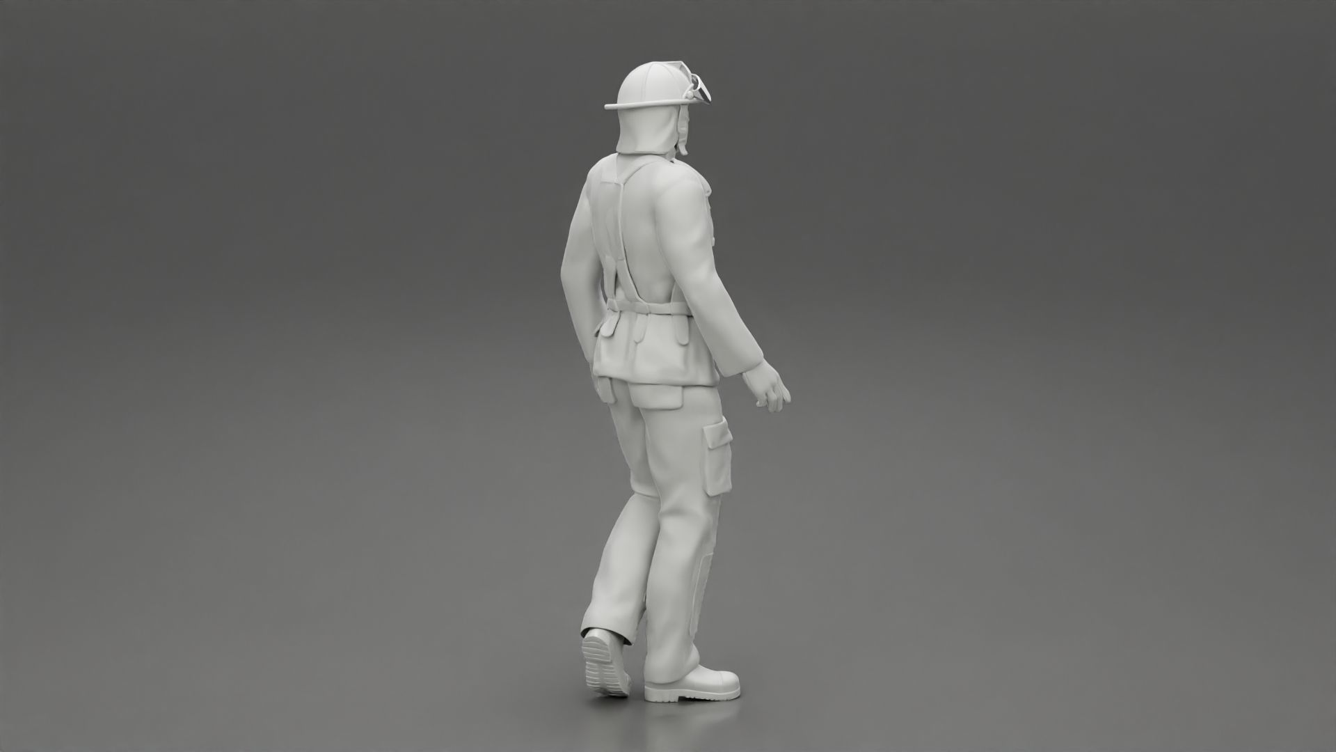 Firefighter walking 3D print model_9
