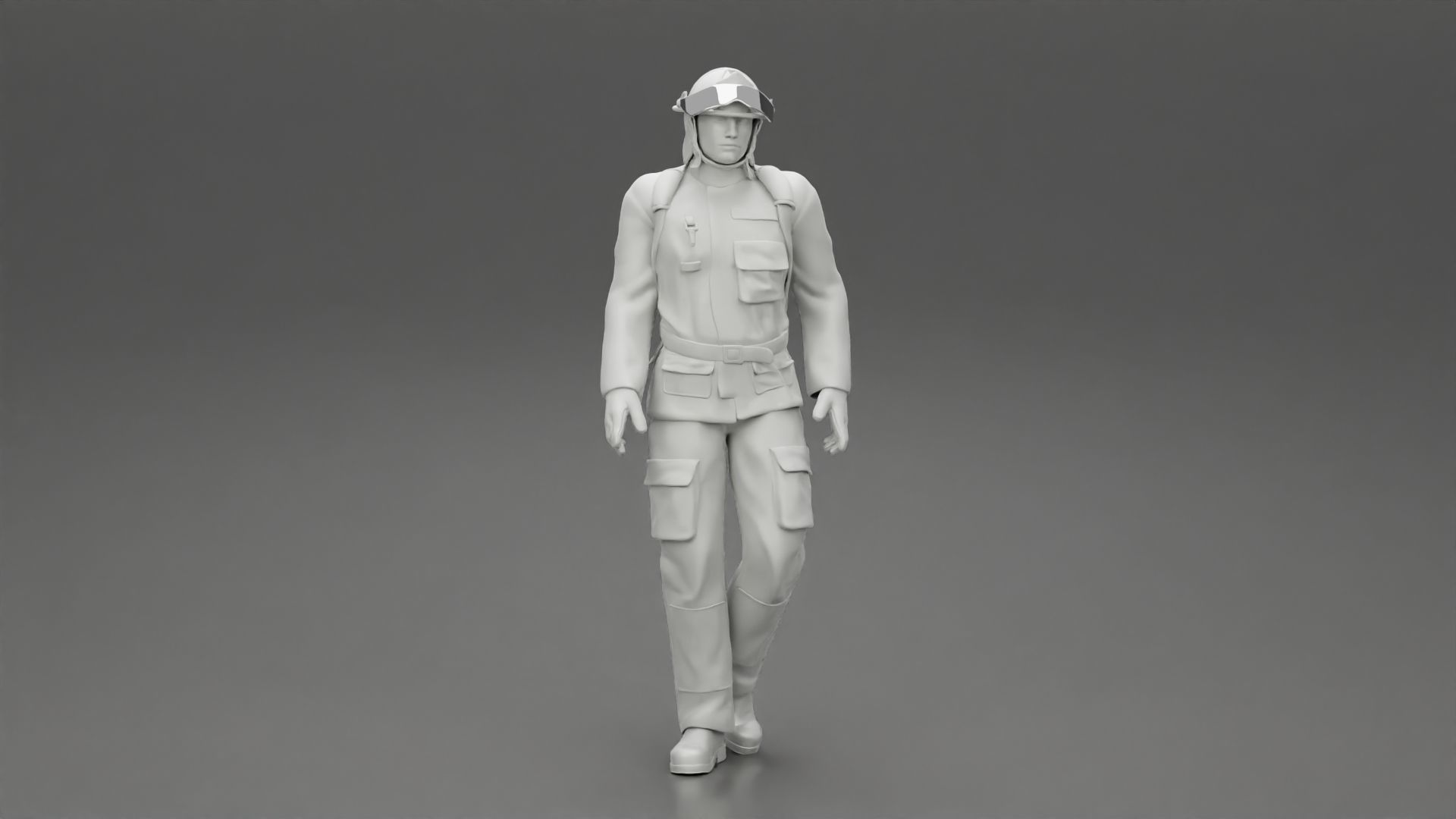 Firefighter walking 3D print model_7