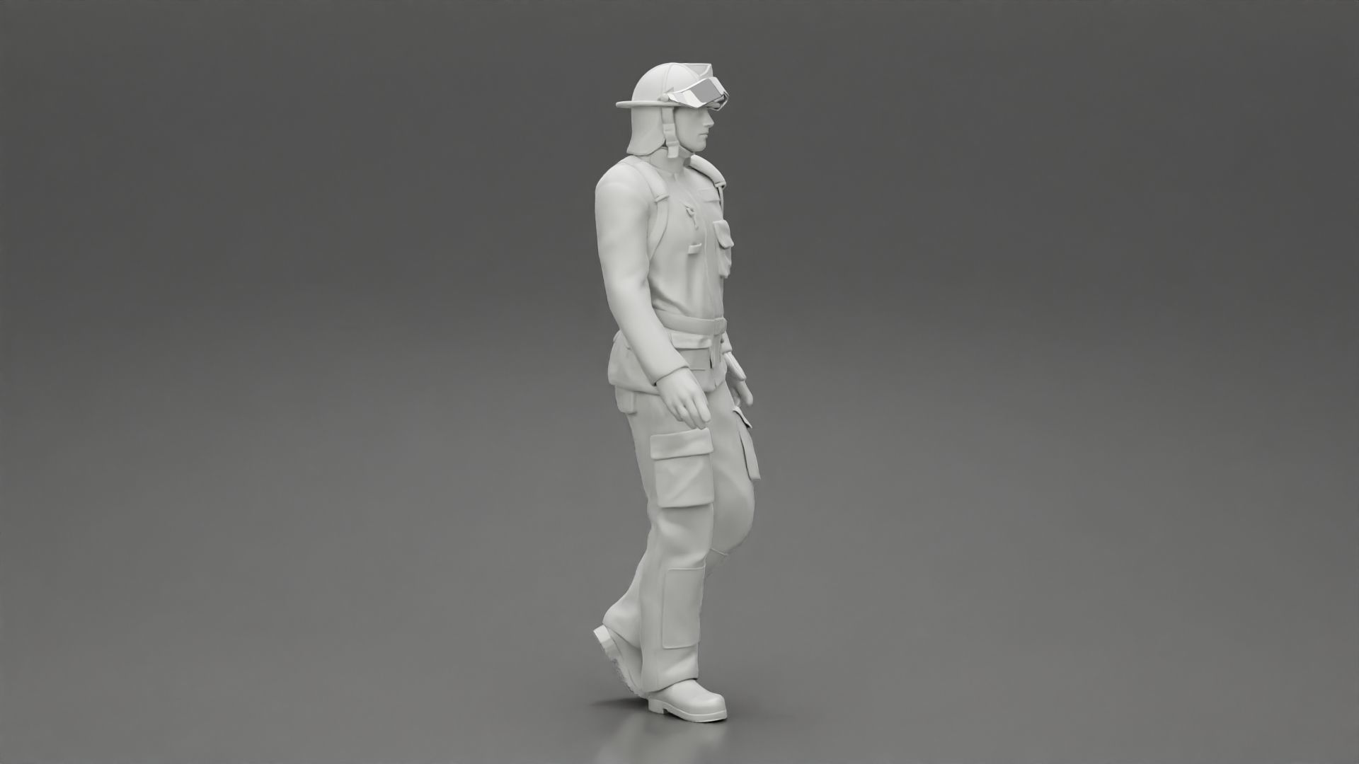Firefighter walking 3D print model_8