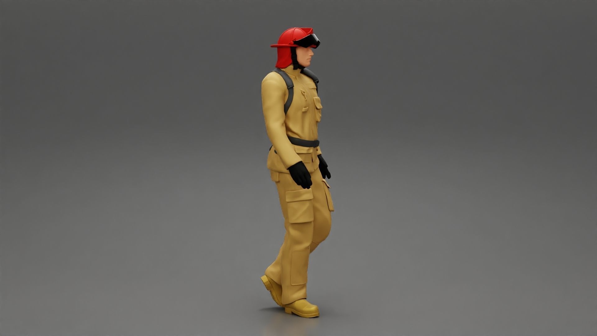 Firefighter walking 3D print model_2