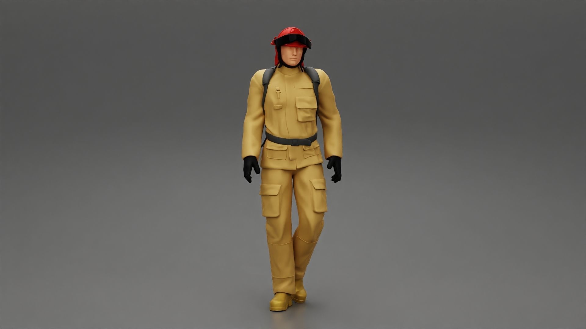 Firefighter walking 3D print model_1