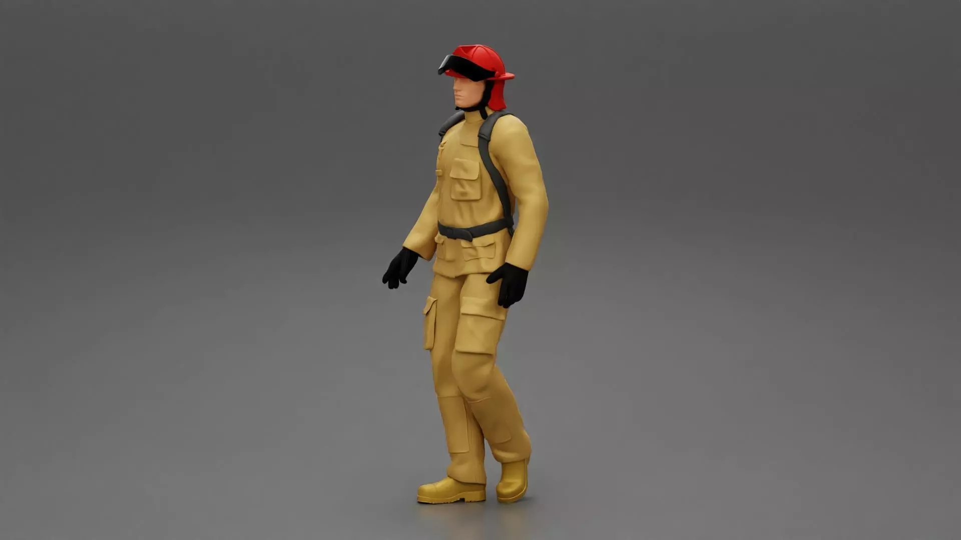 Firefighter walking 3D print model_0