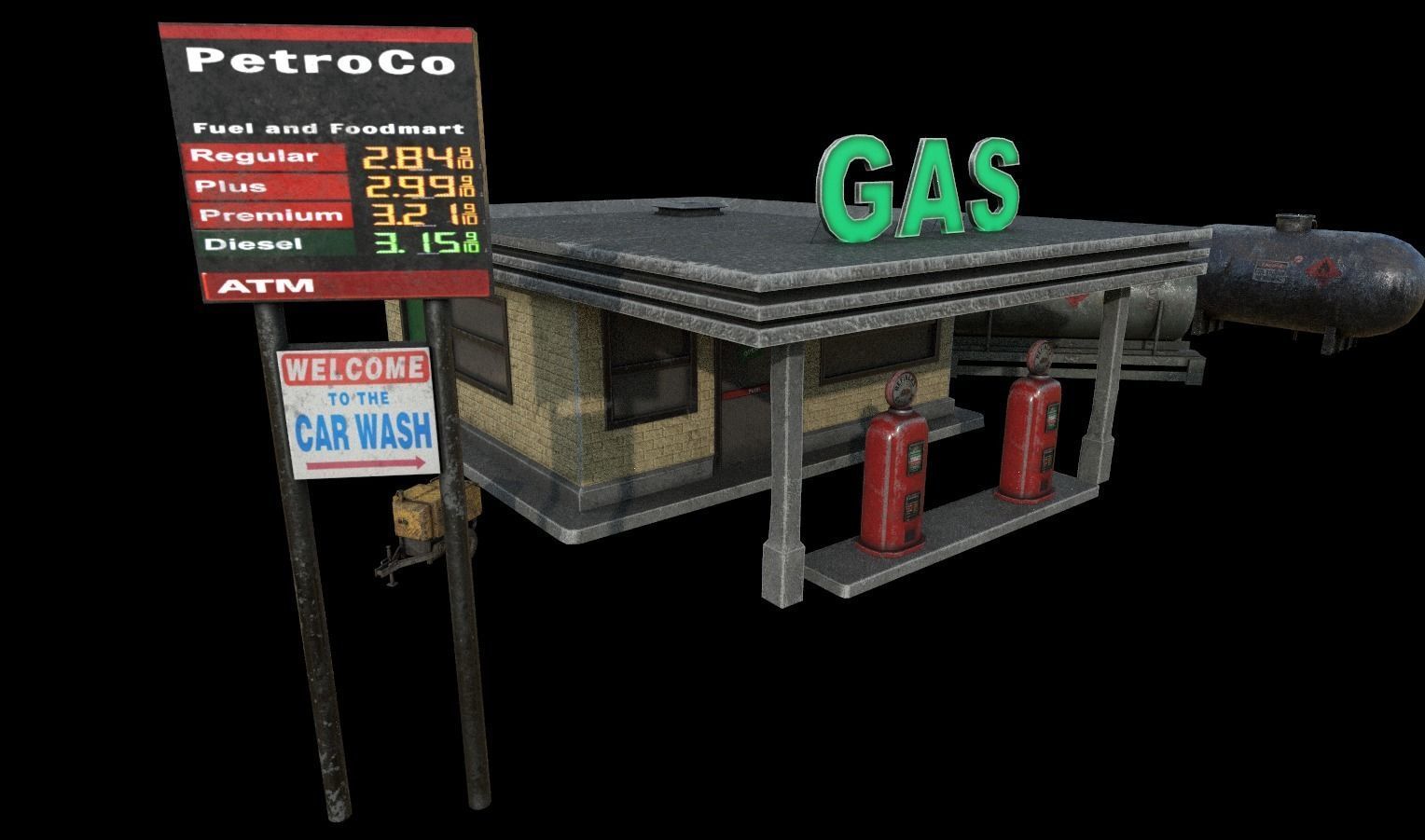 Gas Station Pack Low-poly 3D model_4