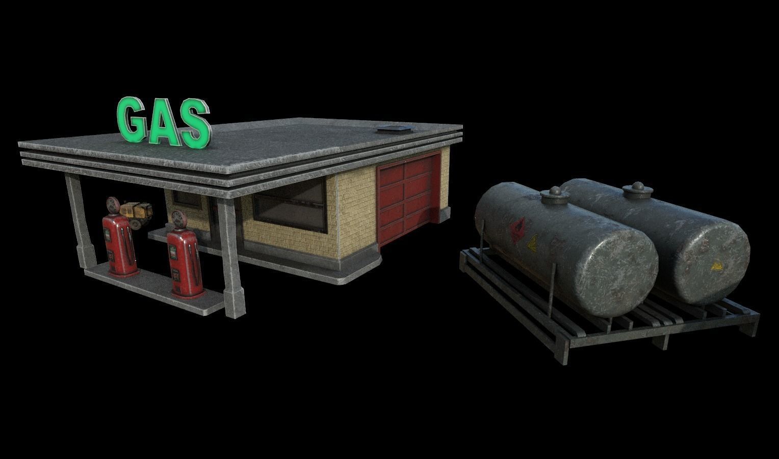 Gas Station Pack Low-poly 3D model_5