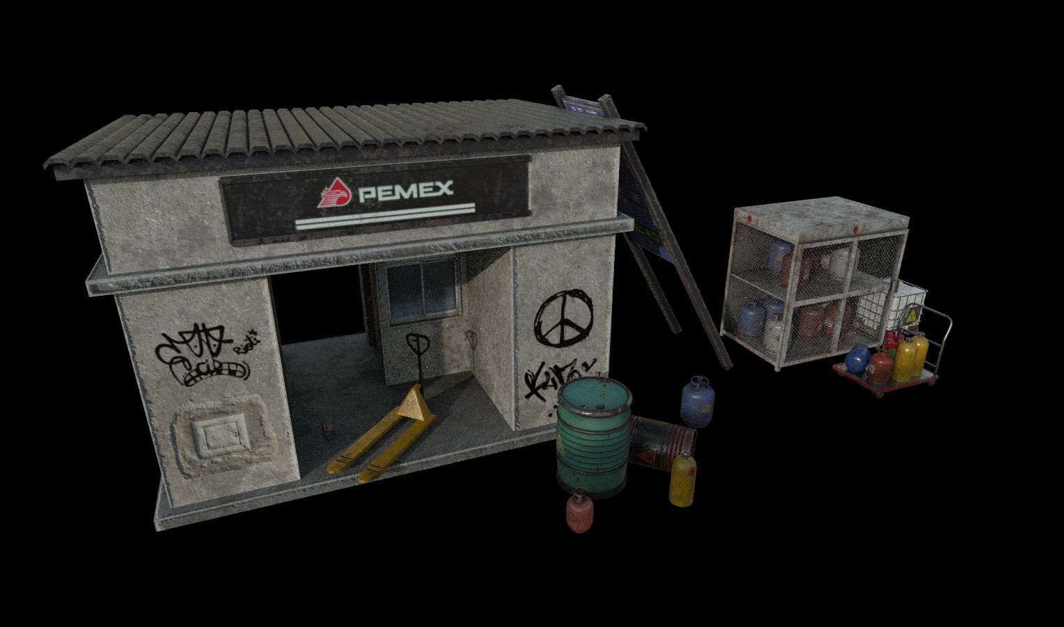 Gas Station Pack Low-poly 3D model_8