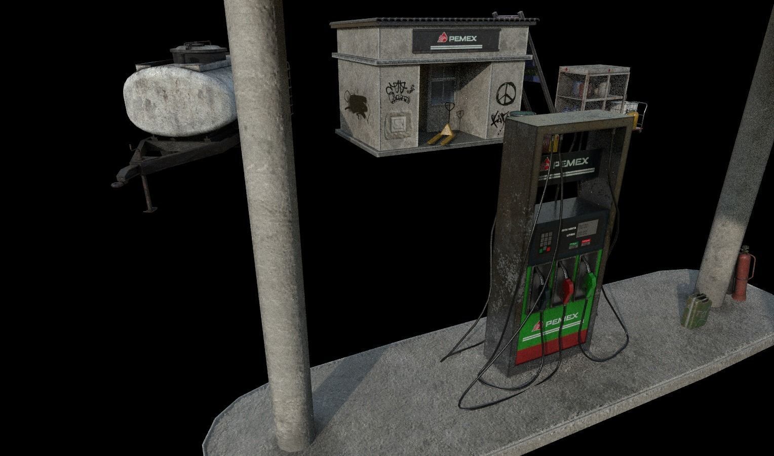 Gas Station Pack Low-poly 3D model_7