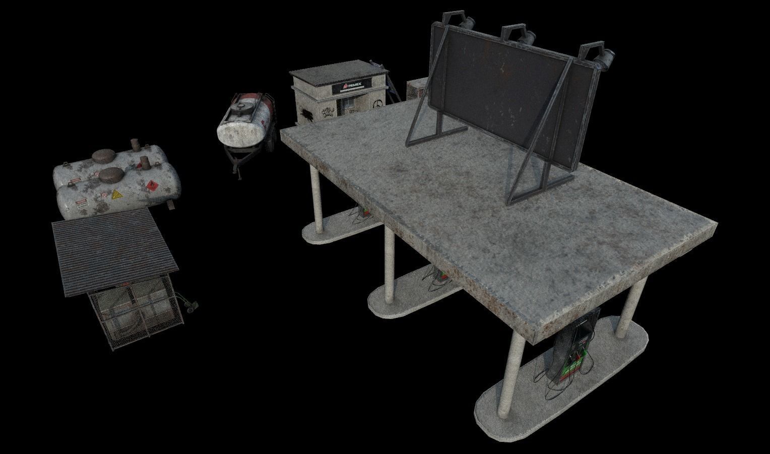 Gas Station Pack Low-poly 3D model_2