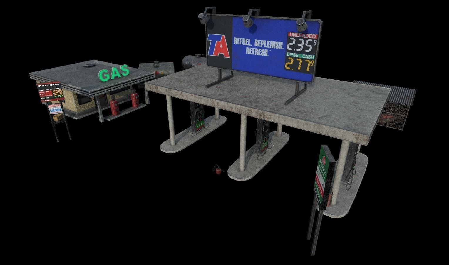 Gas Station Pack Low-poly 3D model_3