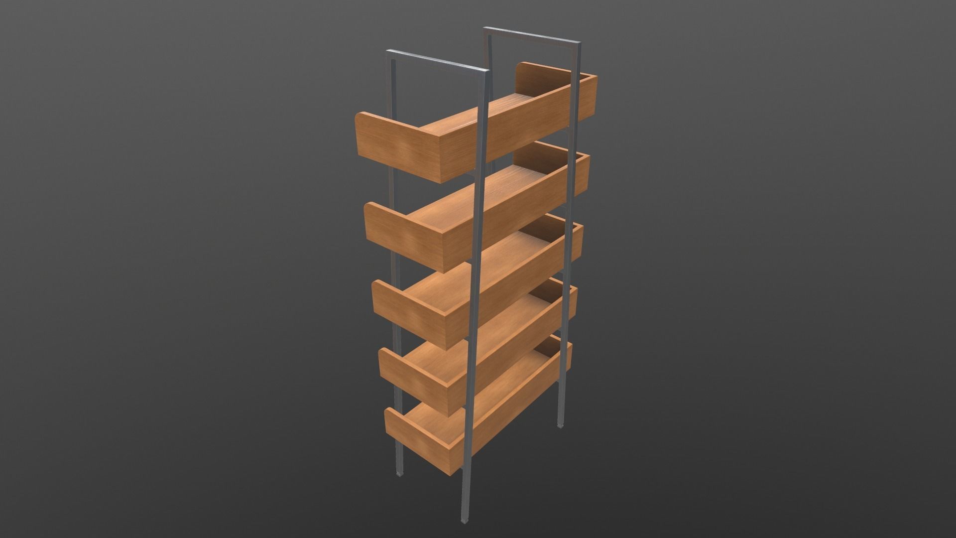 Book Shelf AR VR PBR Lowpoly with game ready Low-poly 3D model_6