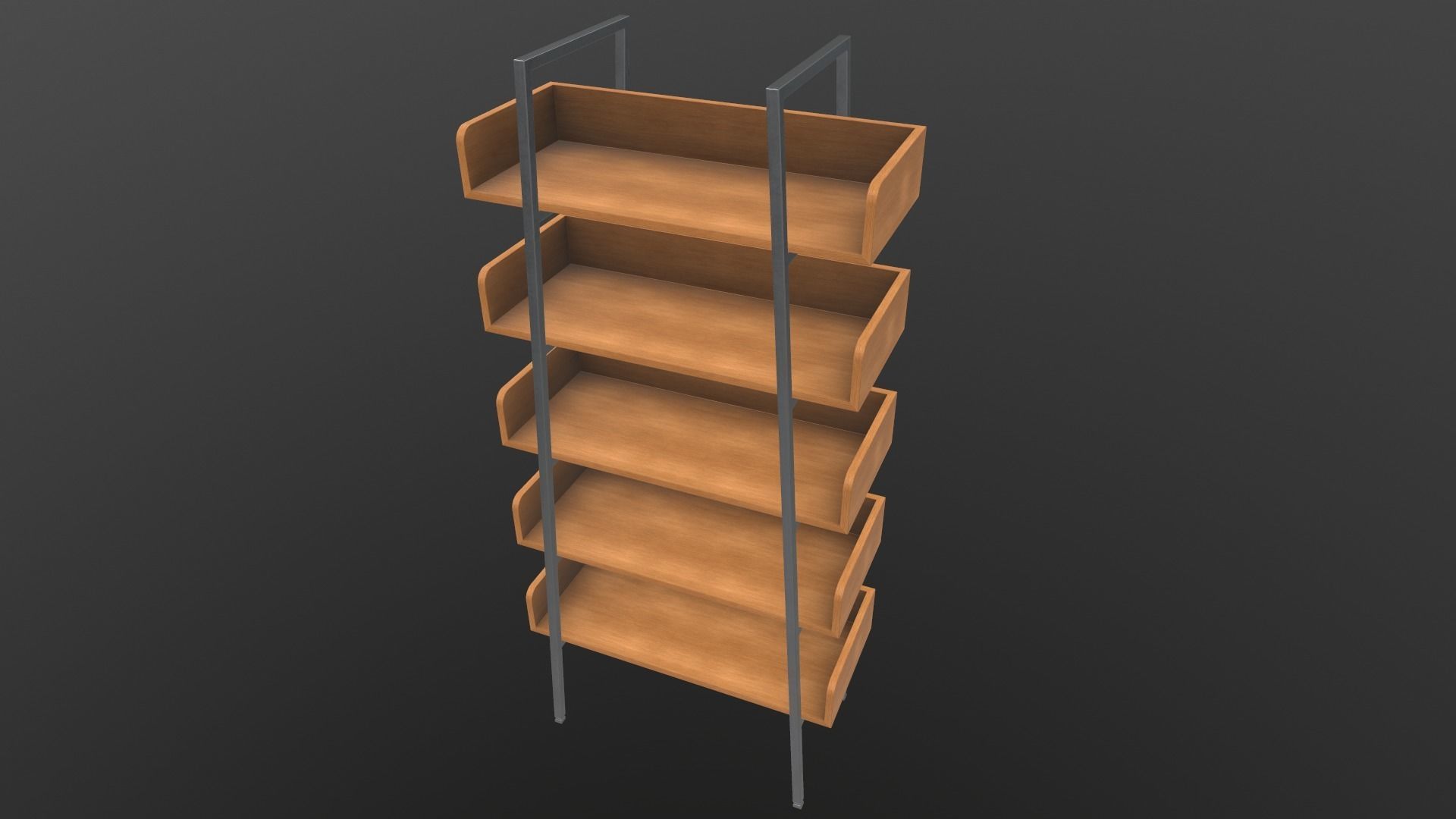Book Shelf AR VR PBR Lowpoly with game ready Low-poly 3D model_3