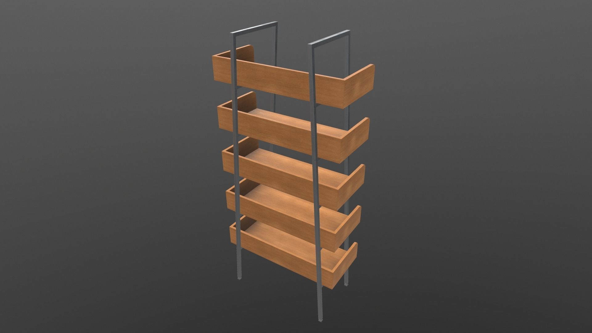 Book Shelf AR VR PBR Lowpoly with game ready Low-poly 3D model_8