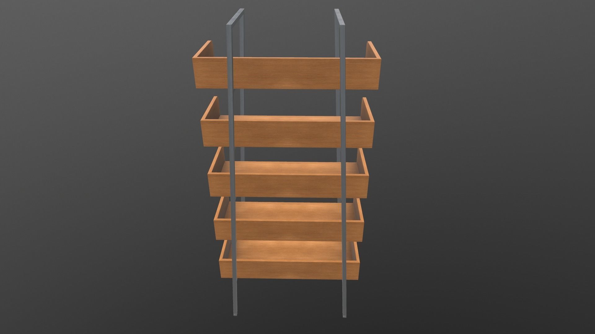 Book Shelf AR VR PBR Lowpoly with game ready Low-poly 3D model_7