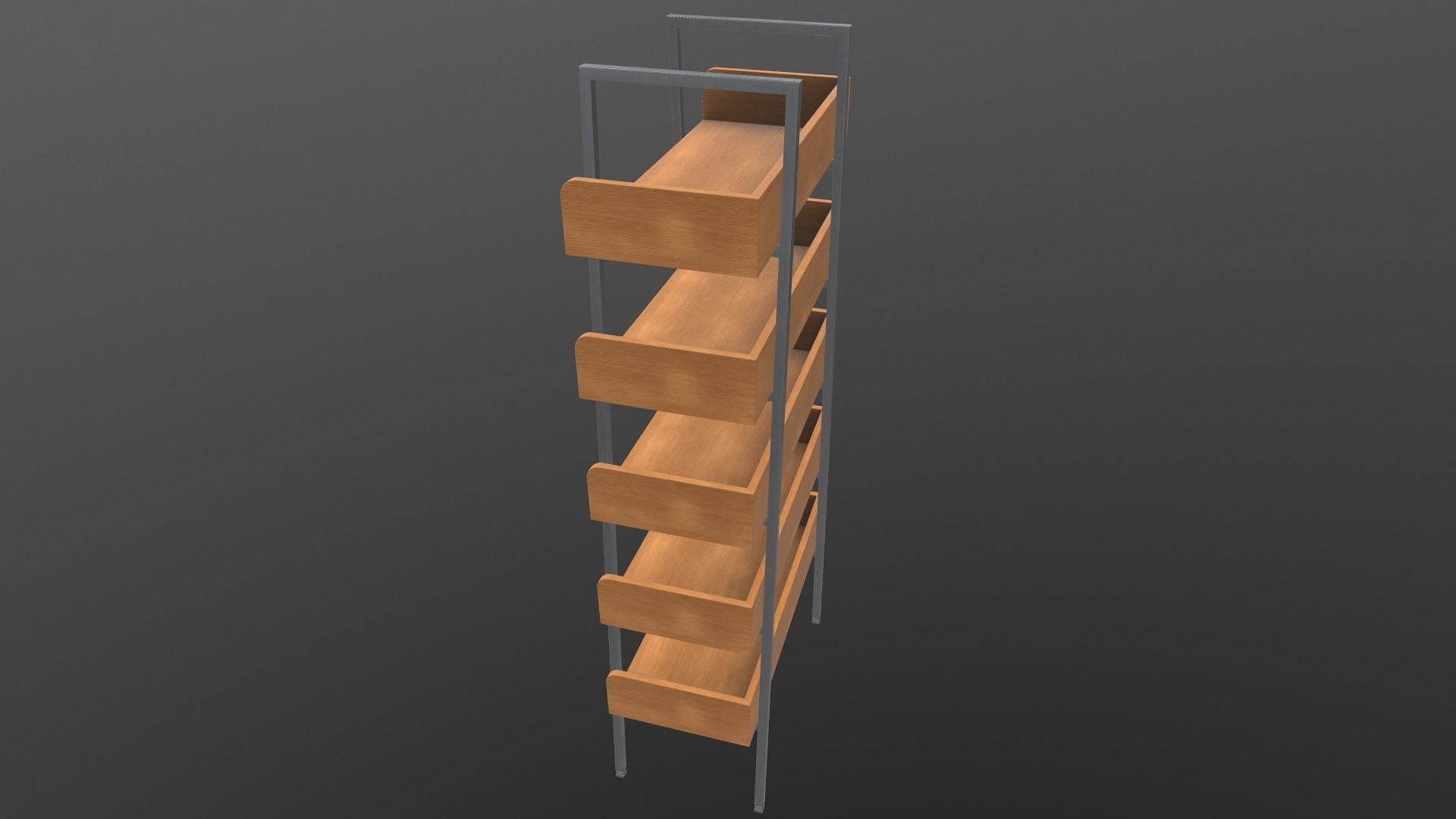 Book Shelf AR VR PBR Lowpoly with game ready Low-poly 3D model_5