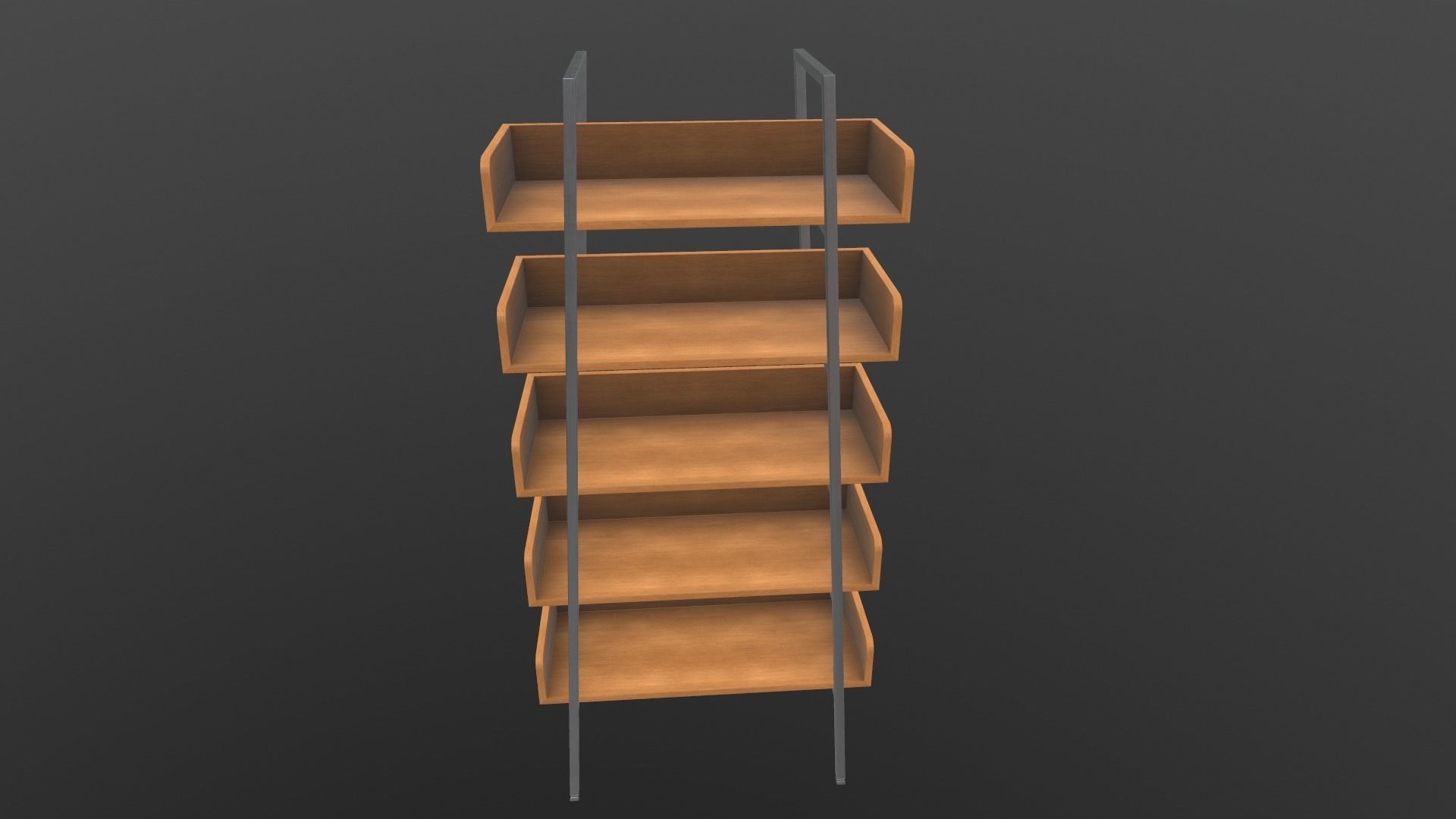 Book Shelf AR VR PBR Lowpoly with game ready Low-poly 3D model_2