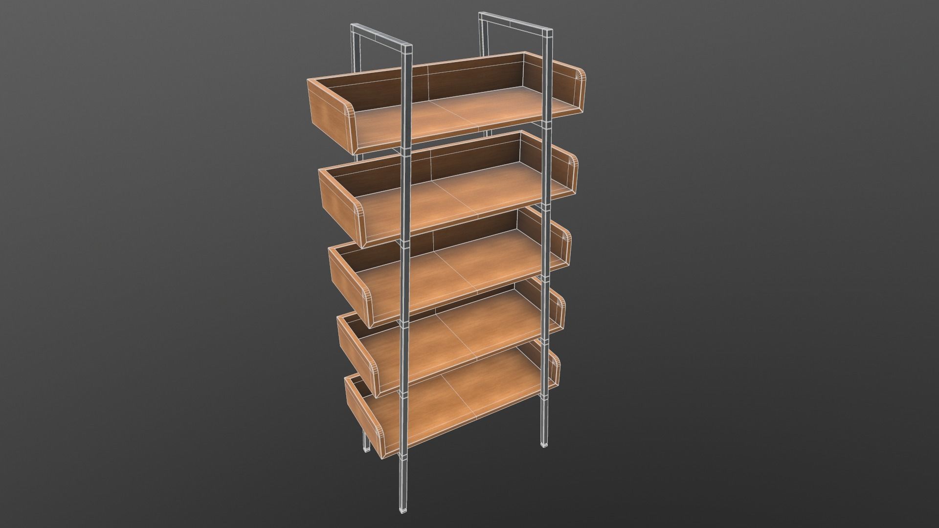 Book Shelf AR VR PBR Lowpoly with game ready Low-poly 3D model_15