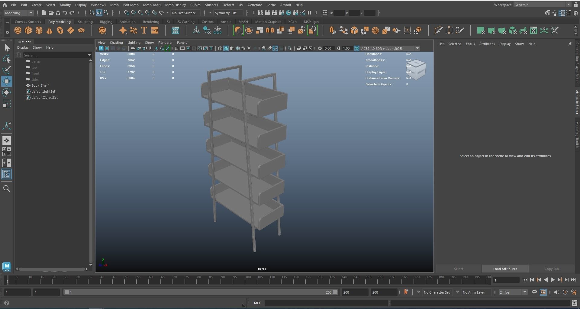 Book Shelf AR VR PBR Lowpoly with game ready Low-poly 3D model_18