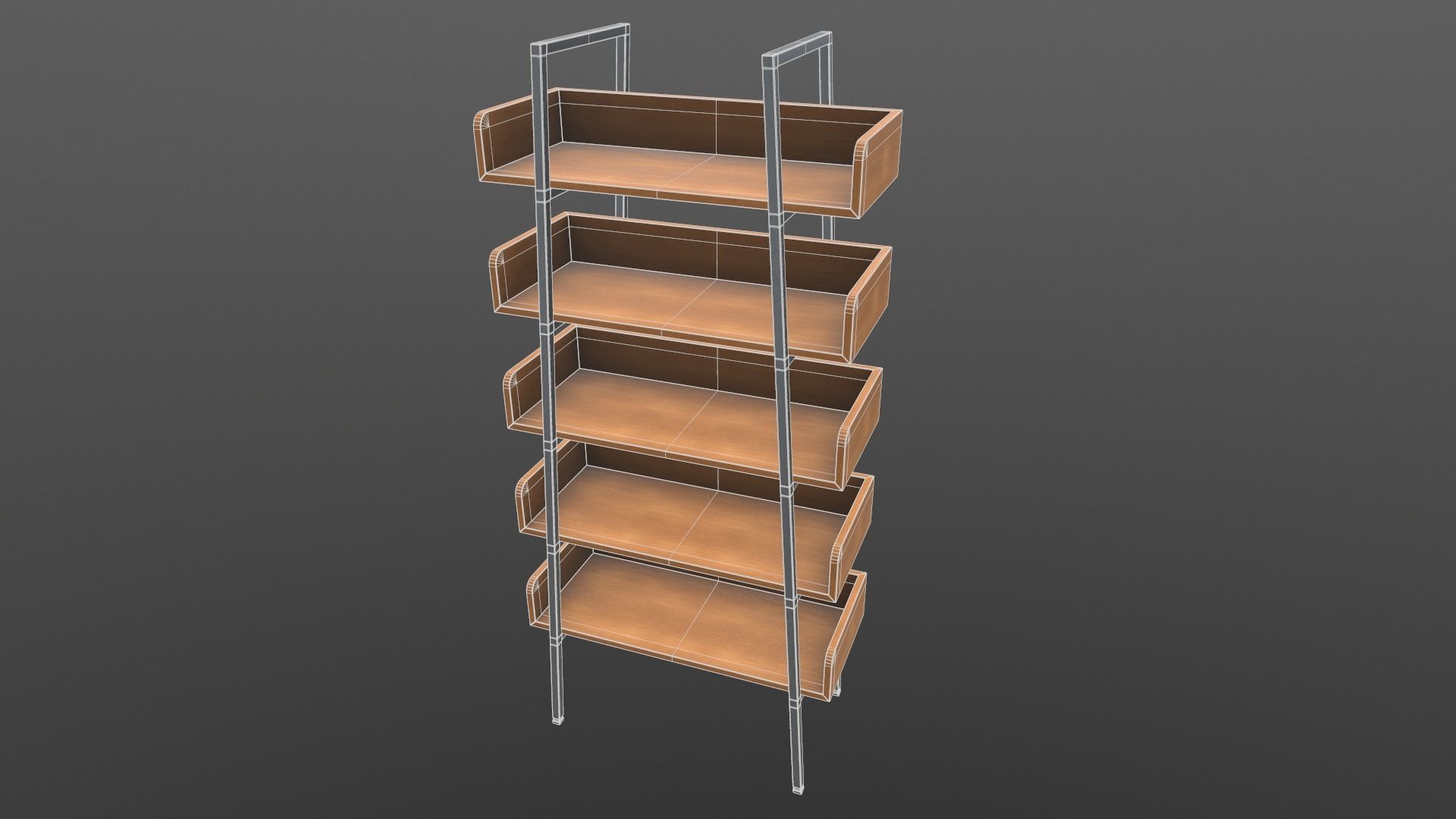 Book Shelf AR VR PBR Lowpoly with game ready Low-poly 3D model_16