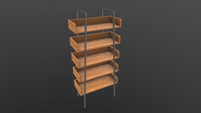 Book Shelf AR VR PBR  Lowpoly with game ready Low-poly 3D model