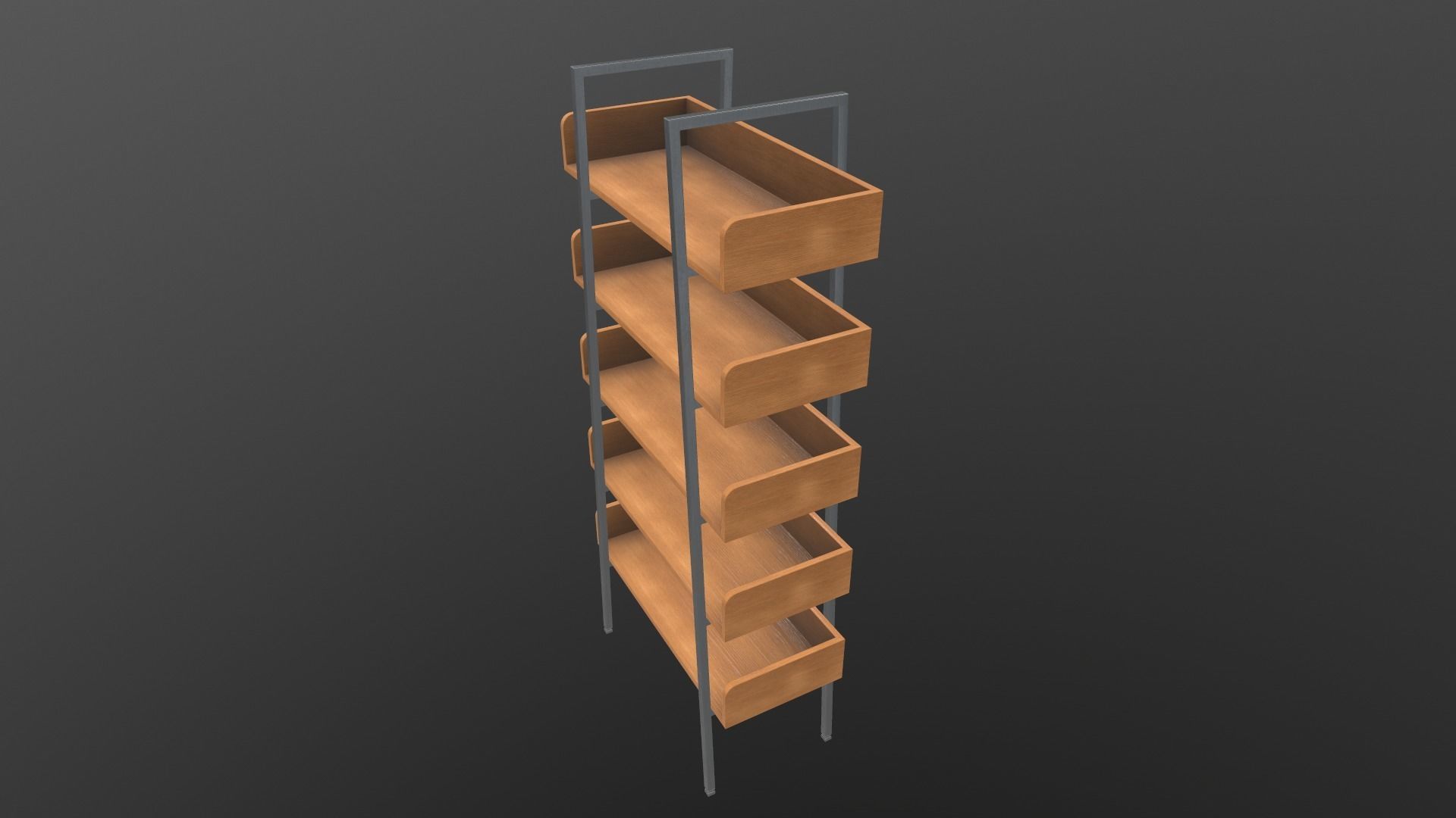 Book Shelf AR VR PBR Lowpoly with game ready Low-poly 3D model_4