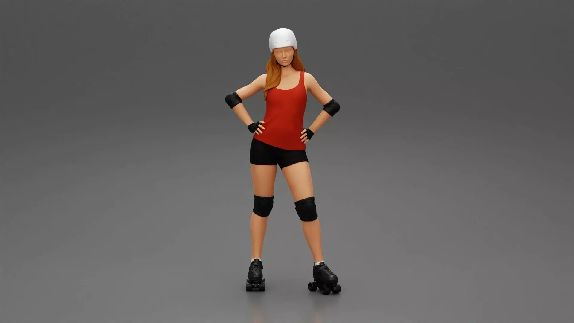 derby girl standing posing with hands on hips 3D print model