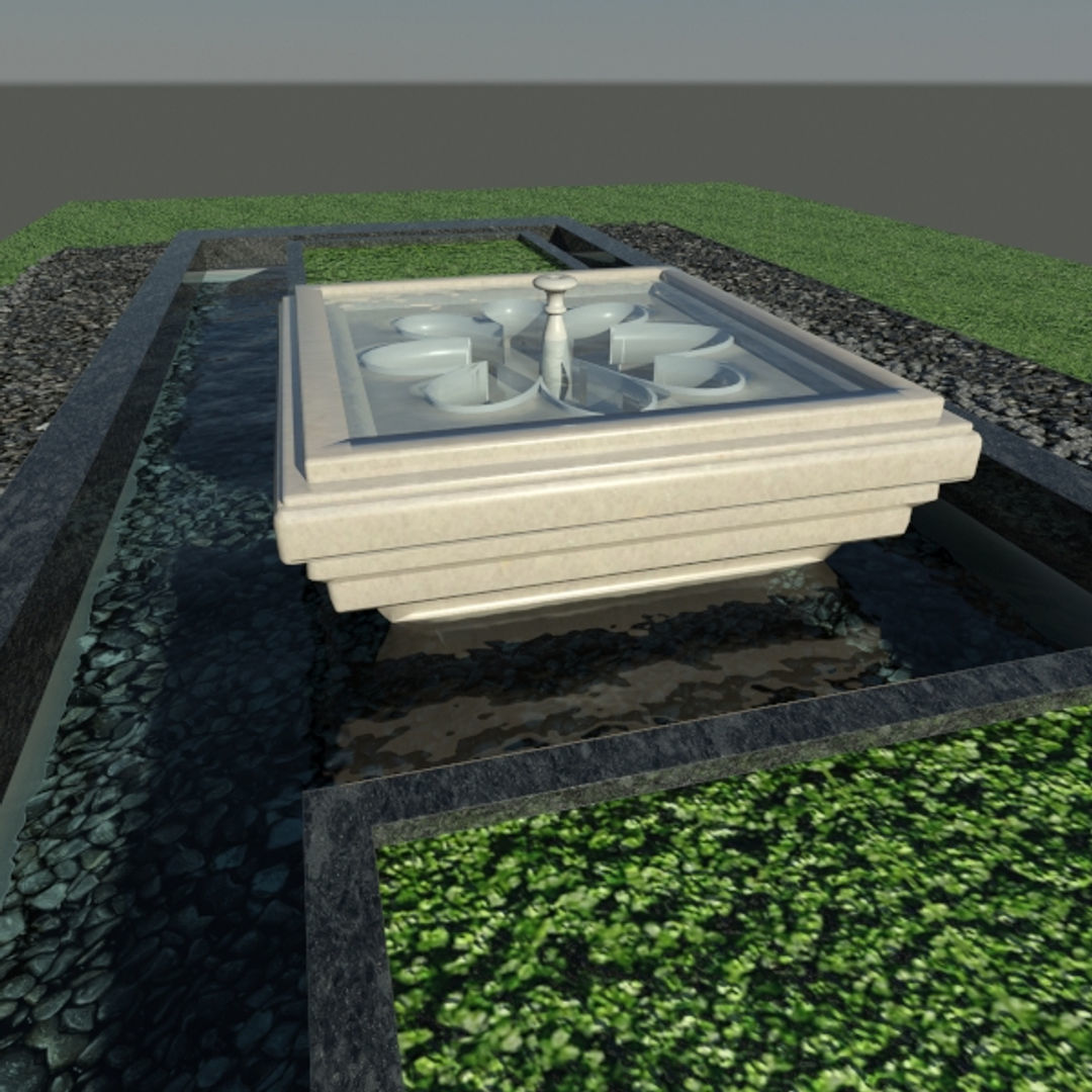 Garden Fountain 3D model_4