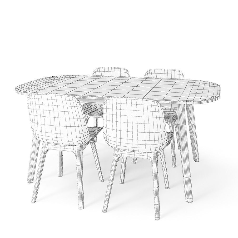 Ikea Vedbo table and 4 Odger chairs 3D model_9