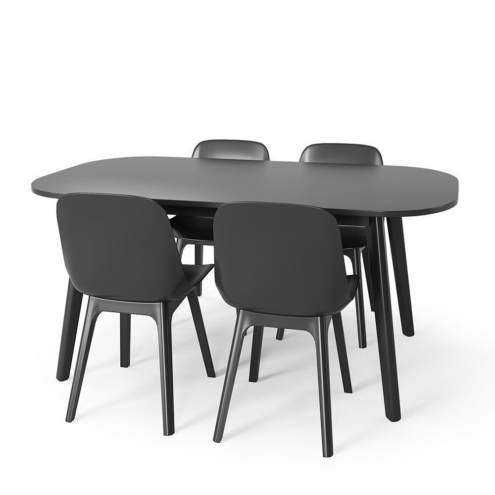 Ikea Vedbo table and 4 Odger chairs 3D model_2