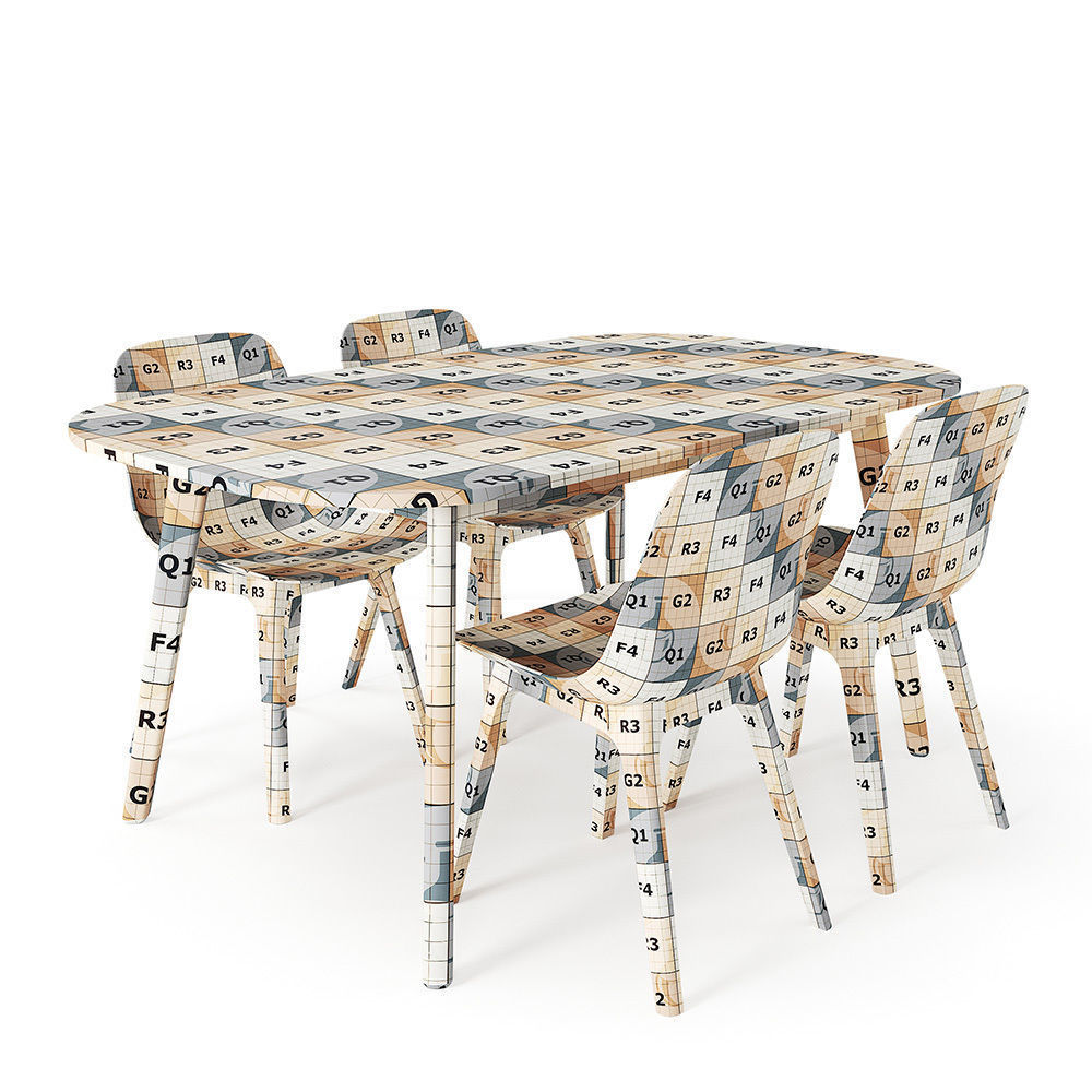 Ikea Vedbo table and 4 Odger chairs 3D model_6