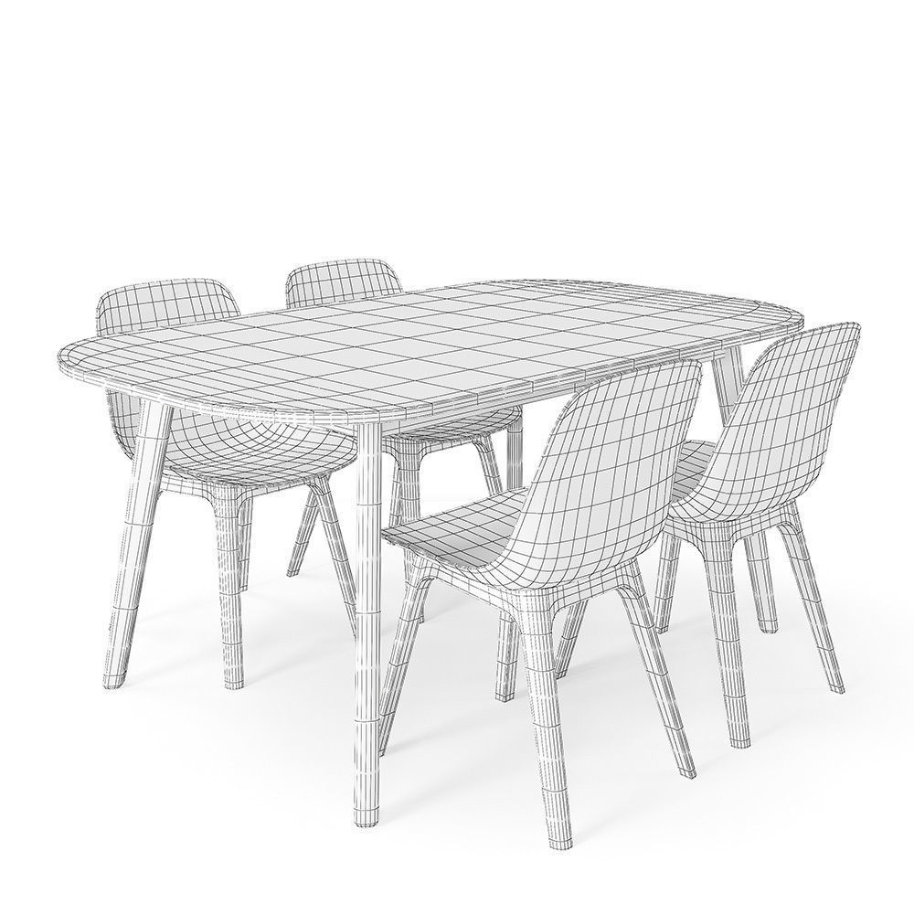 Ikea Vedbo table and 4 Odger chairs 3D model_10
