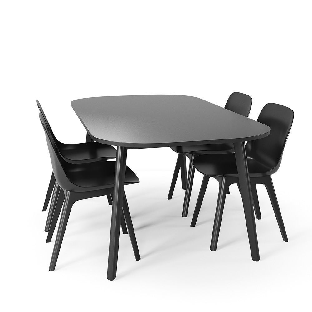 Ikea Vedbo table and 4 Odger chairs 3D model_1