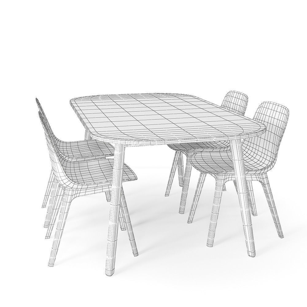 Ikea Vedbo table and 4 Odger chairs 3D model_8