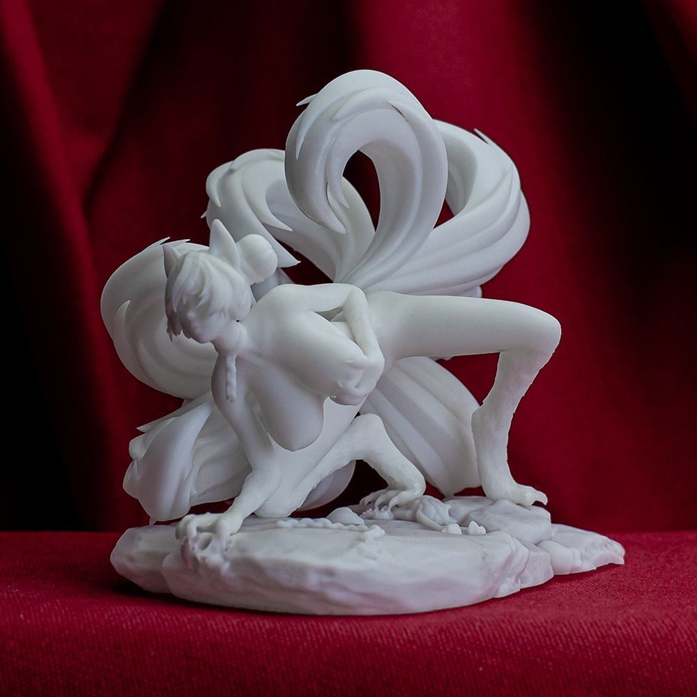 3D Print model - Fox girl - 9-tailed kitsune 3D print model_2