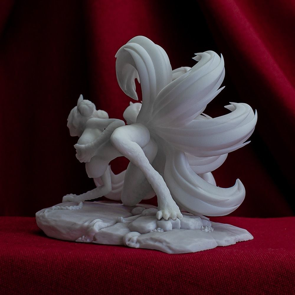 3D Print model - Fox girl - 9-tailed kitsune 3D print model_4