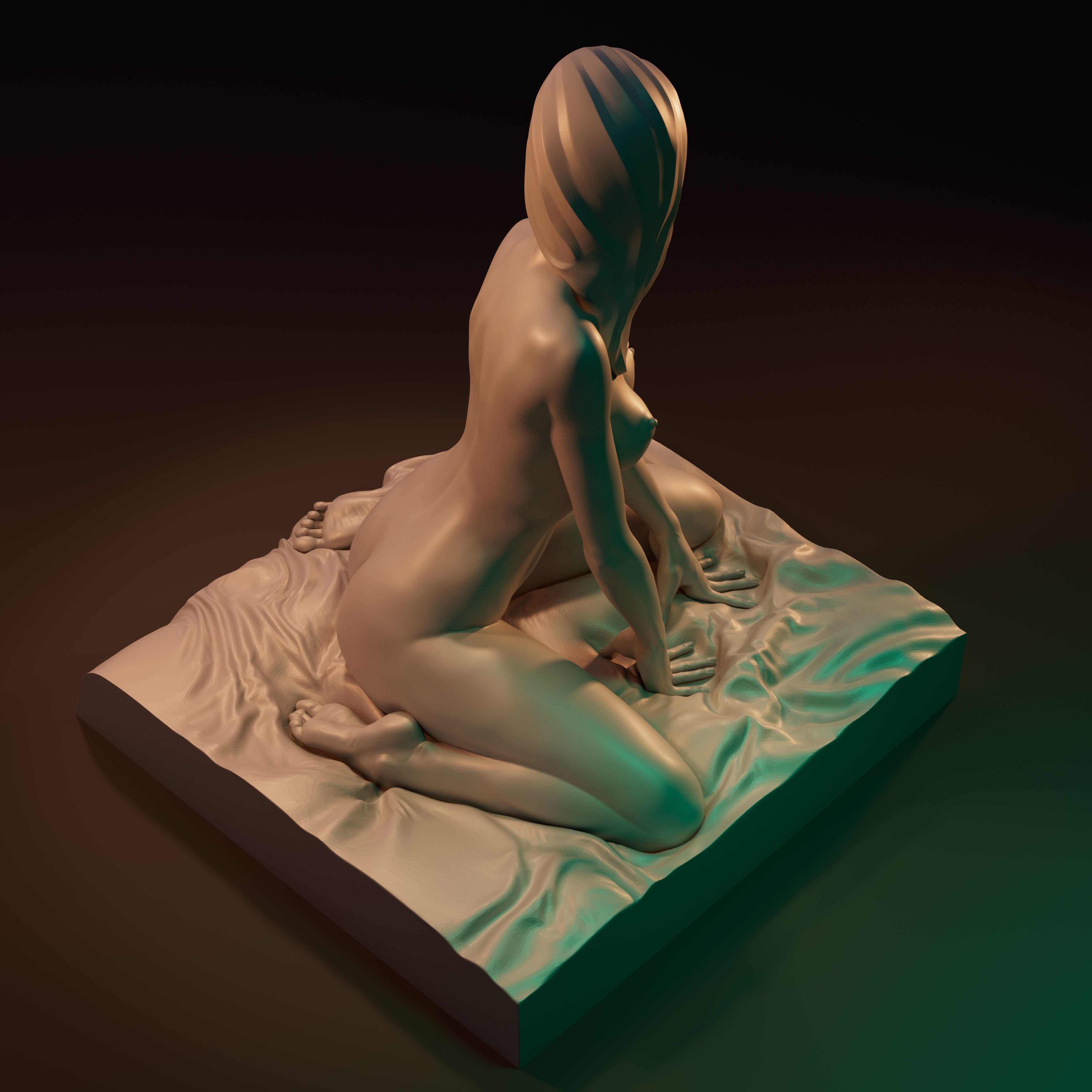 Lady in languid expectation printable figurine 3D print model_4