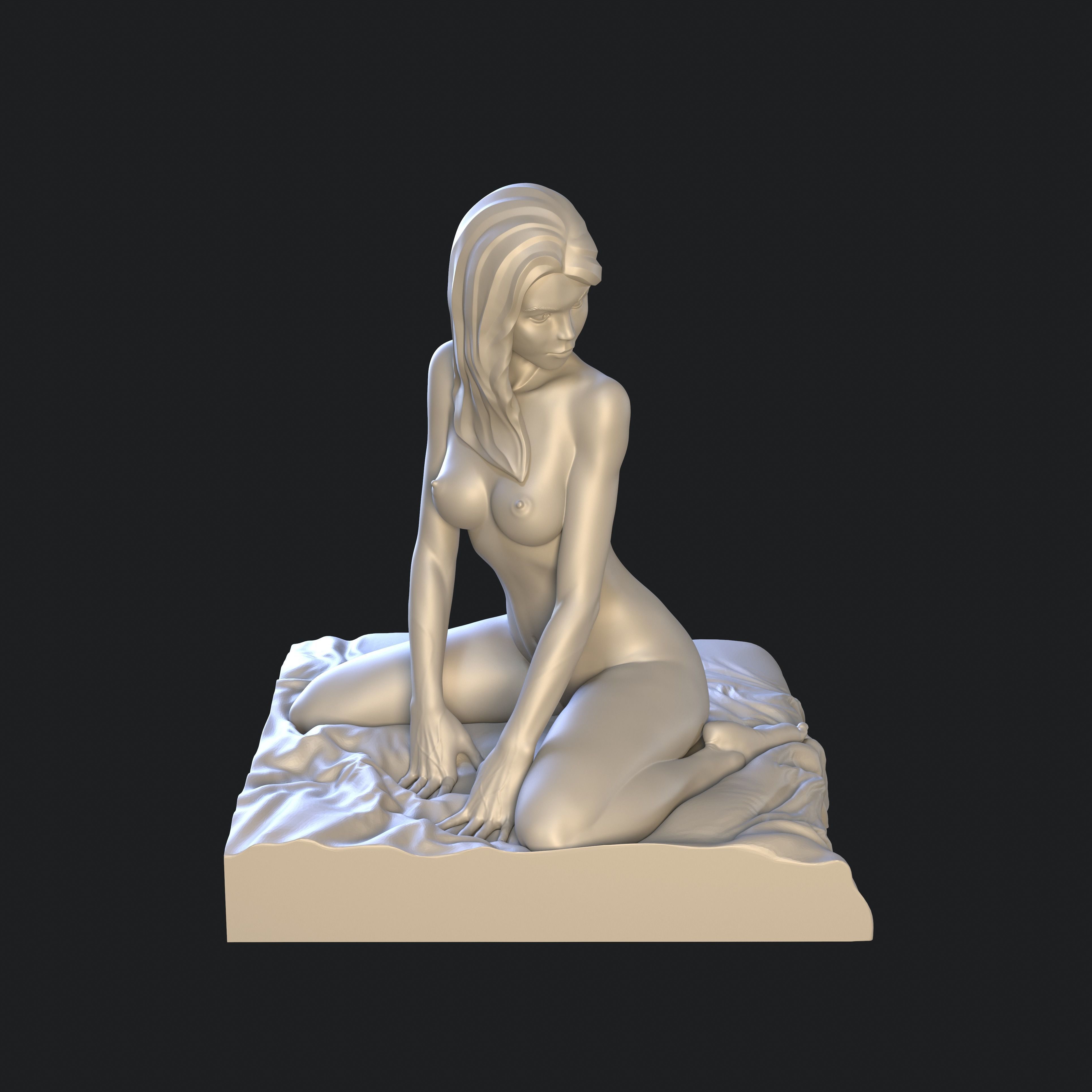 Lady in languid expectation printable figurine 3D print model_15