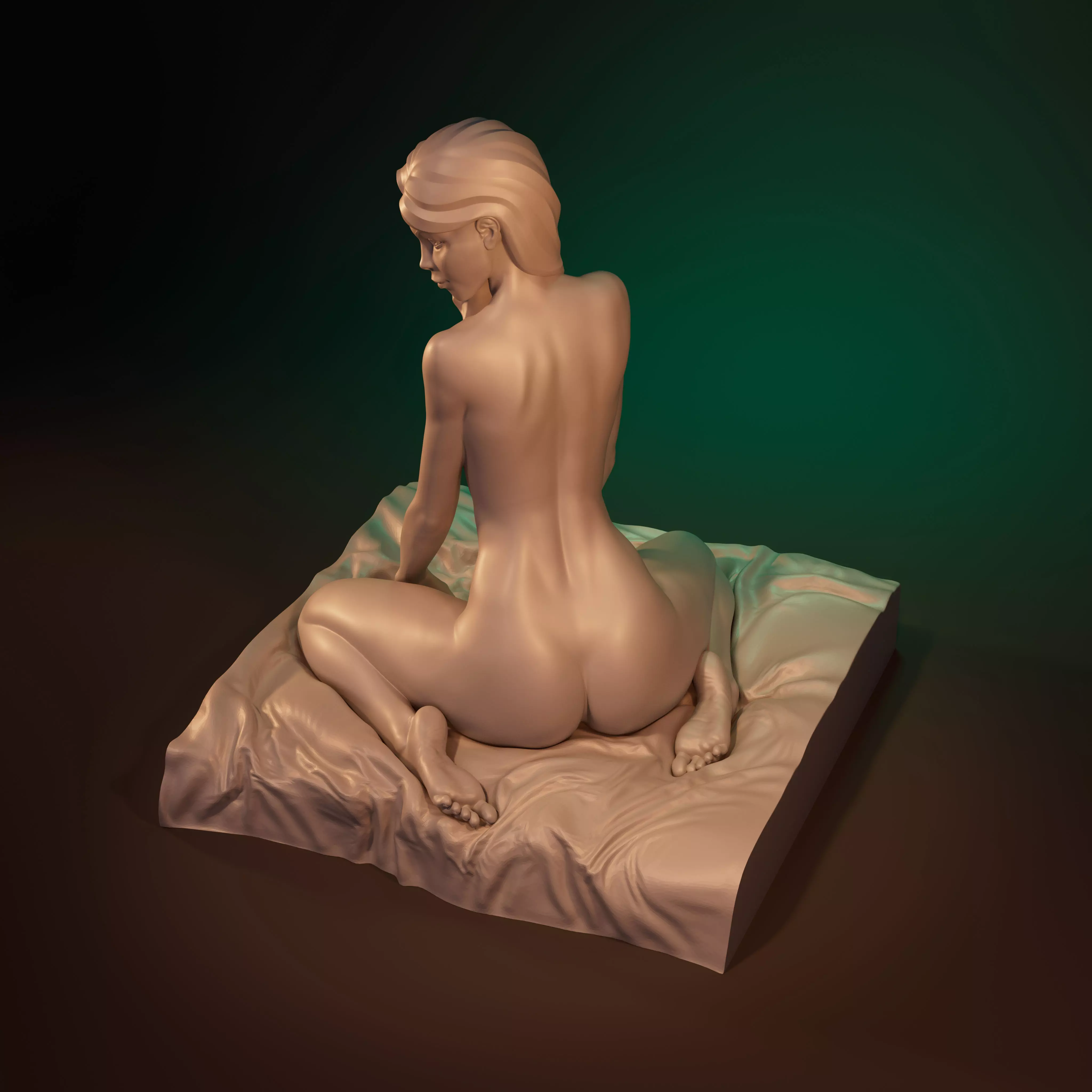 Lady in languid expectation printable figurine 3D print model_0