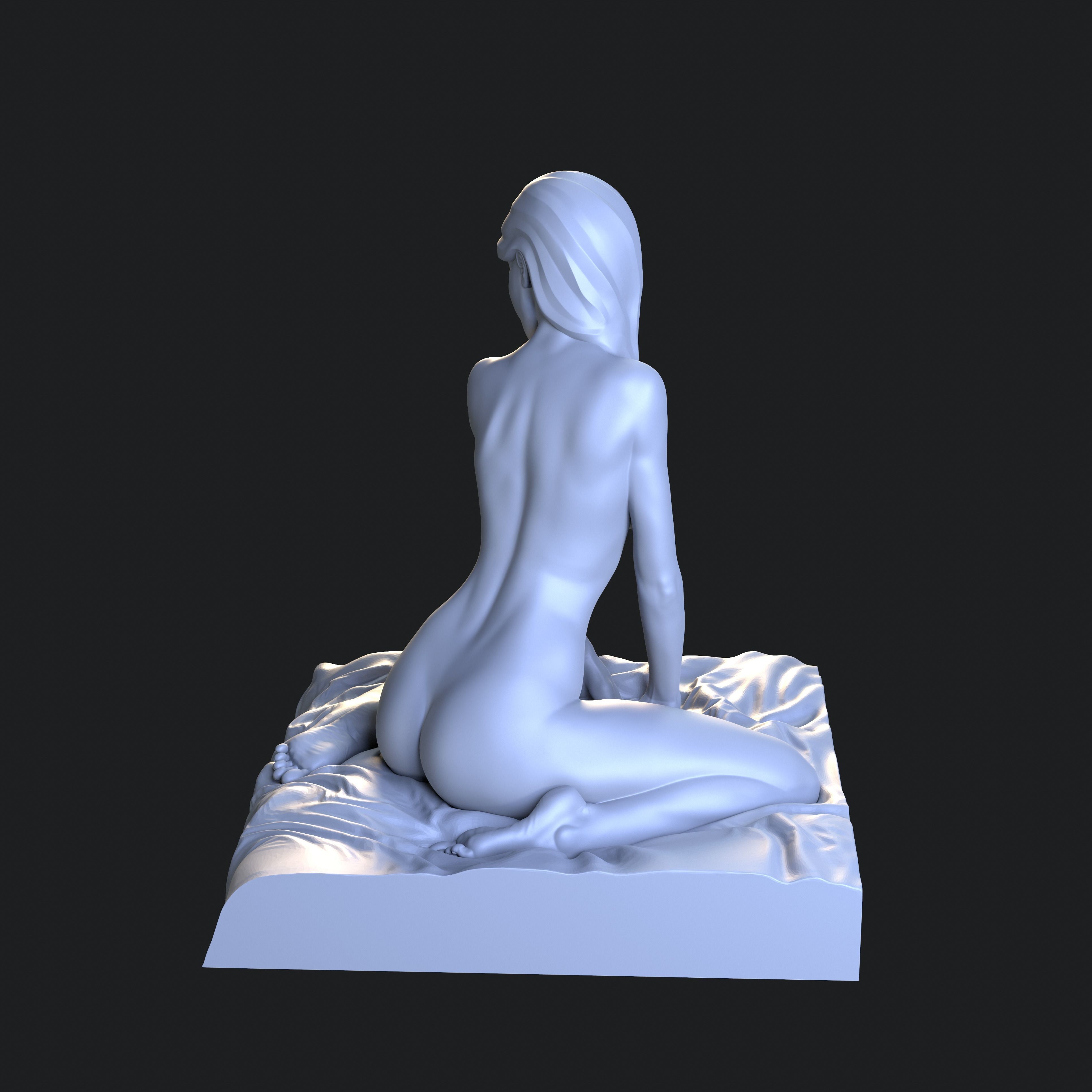 Lady in languid expectation printable figurine 3D print model_9